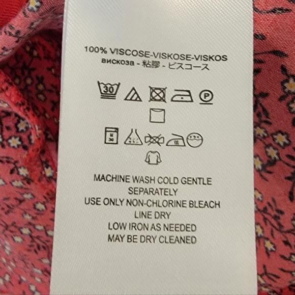 Free People Clara Red Floral Mini Tunic with White & Yellow Blooms Size Small - Picture 9 of 10